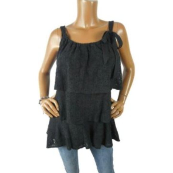 Style & Co. Tops - STYLE & CO Top L Eyelet Embroidery Black Layers